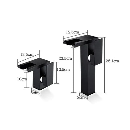 Gold led waterfall basin faucet bathroom temperature color tap