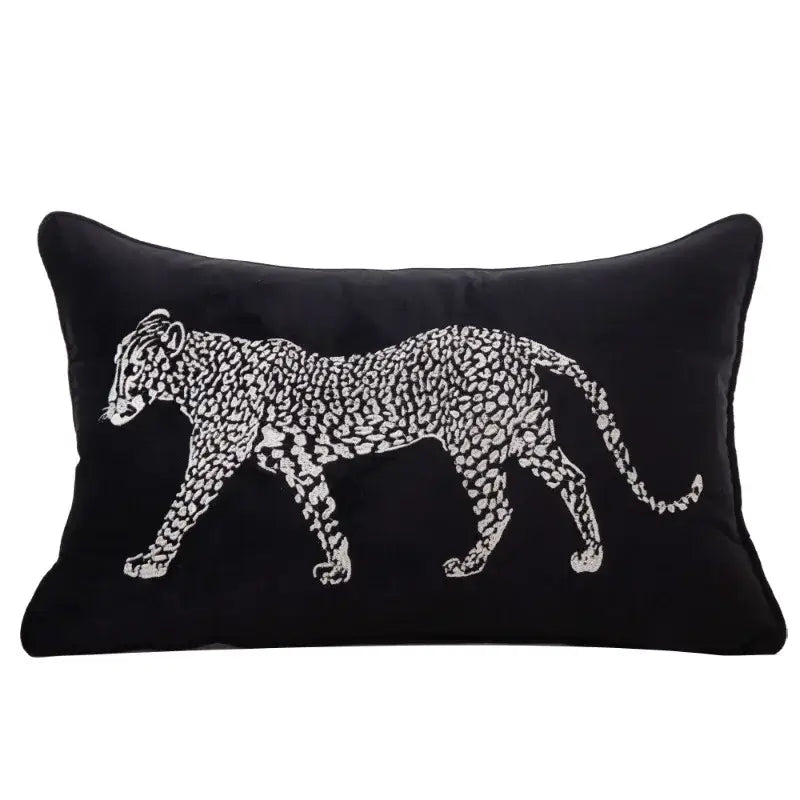 Gold leopard embroidered pillow cover set living room decor