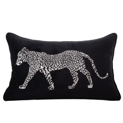 Gold leopard embroidered pillow cover set living room decor
