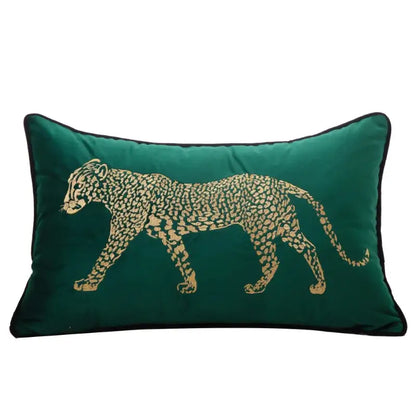 Gold leopard embroidered pillow cover set living room decor