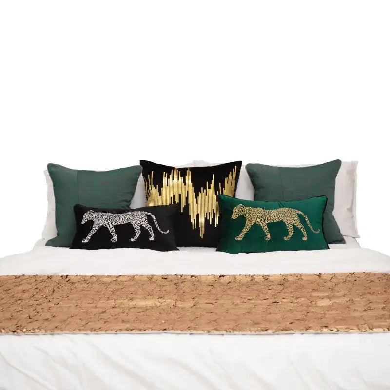 Gold leopard embroidered pillow cover set living room decor