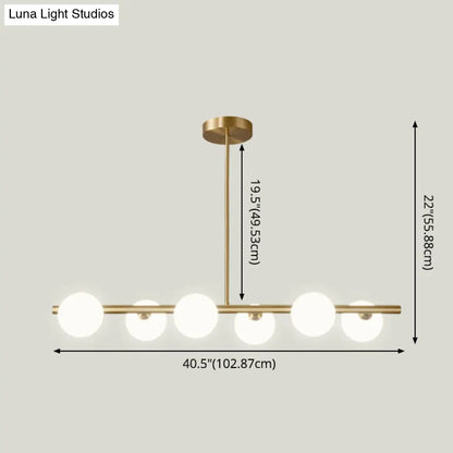 DecorBites™ Gold Linear Island Pendant Light with Spherical Glass Shade - Perfect for Dining Table and Minimalist Decor