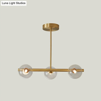 DecorBites™ Gold Linear Island Pendant Light with Spherical Glass Shade - Perfect for Dining Table and Minimalist Decor