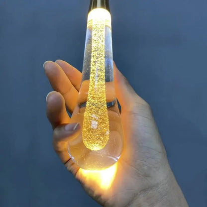 Gold liquid crystal drop pendant light bedroom glitter lamp