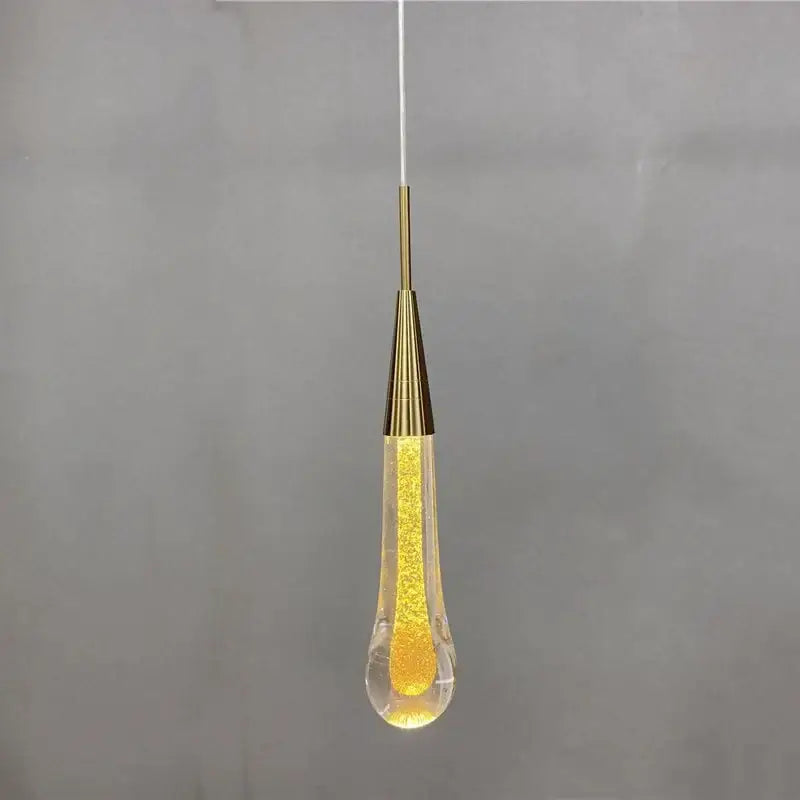 Gold liquid crystal drop pendant light bedroom glitter lamp