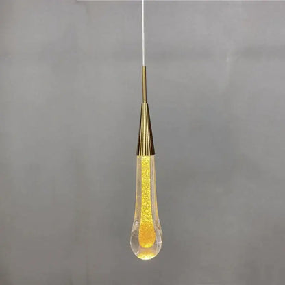Gold liquid crystal drop pendant light bedroom glitter lamp