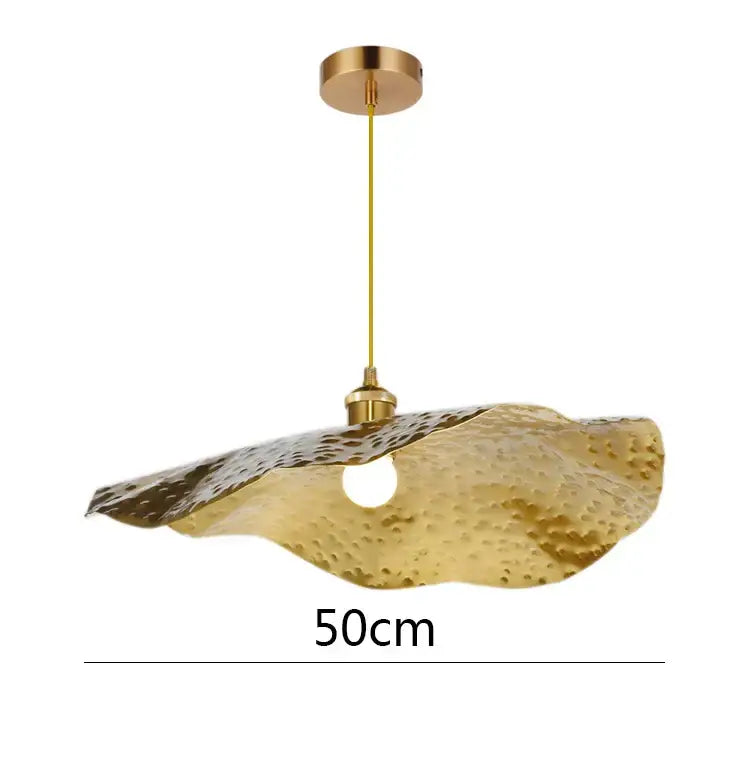 Gold lotus leaf pendant light for living room decor