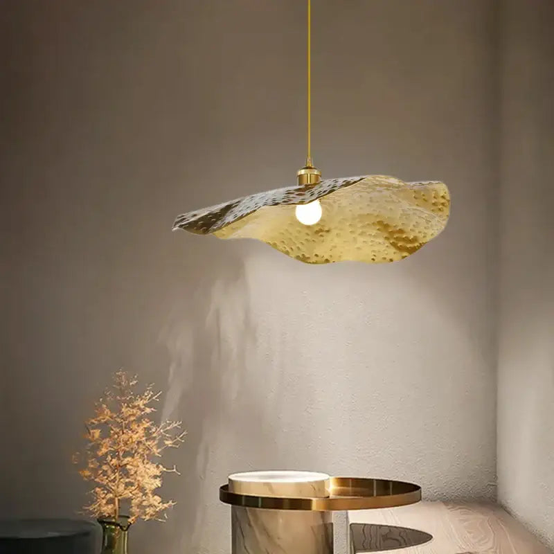 Gold lotus leaf pendant light for living room decor
