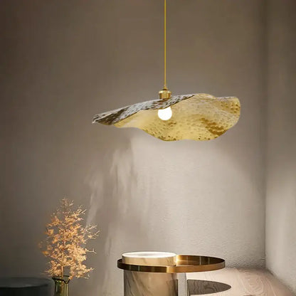 Gold lotus leaf pendant light for living room decor