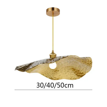 Gold lotus leaf pendant light for living room decor