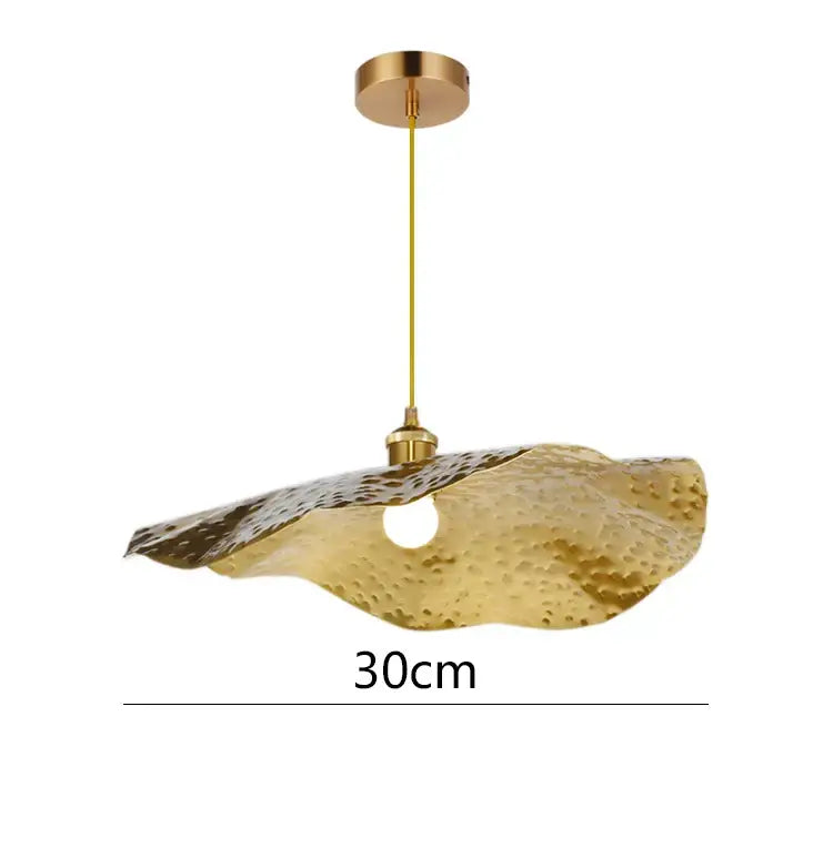 Gold lotus leaf pendant light for living room decor