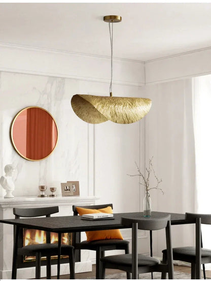 DecorBites™ Gold Lotus Leaf Pendant Light - Modern LED Chandelier