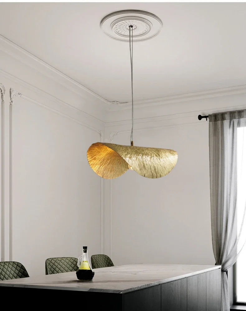 DecorBites™ Gold Lotus Leaf Pendant Light - Modern LED Chandelier