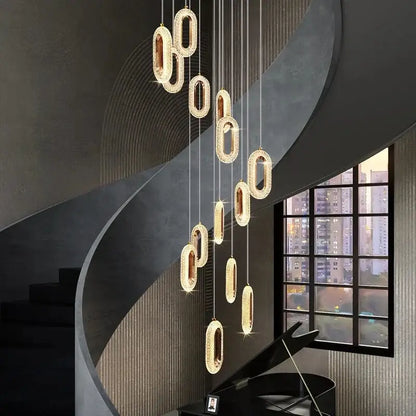Gold lustre oval acrylic chandelier dining room pendant light
