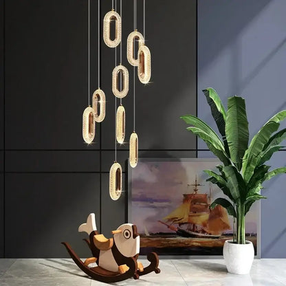 Gold lustre oval acrylic chandelier dining room pendant light
