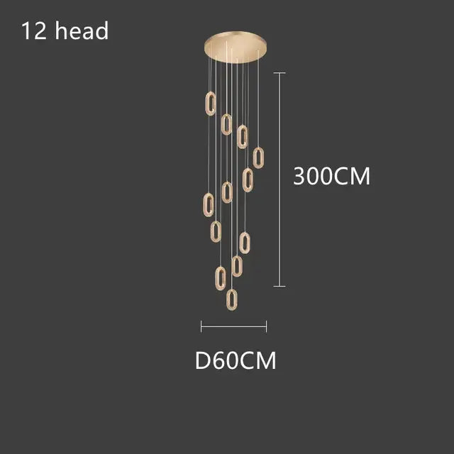 Gold lustre oval acrylic chandelier dining room pendant light