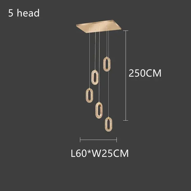 Gold lustre oval acrylic chandelier dining room pendant light