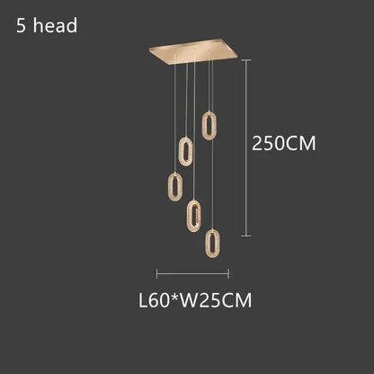 Gold lustre oval acrylic chandelier dining room pendant light
