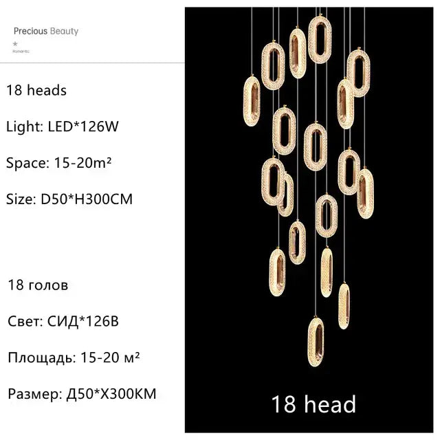 Gold lustre oval acrylic chandelier dining room pendant light