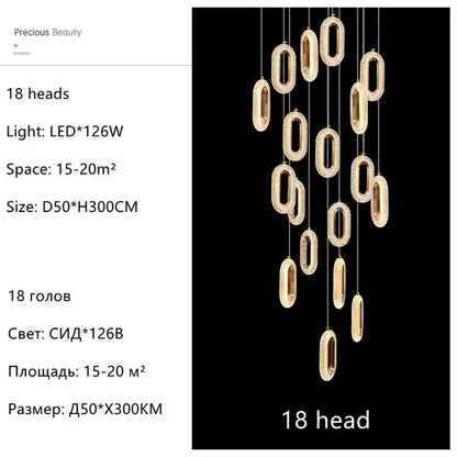 Gold lustre oval acrylic chandelier dining room pendant light