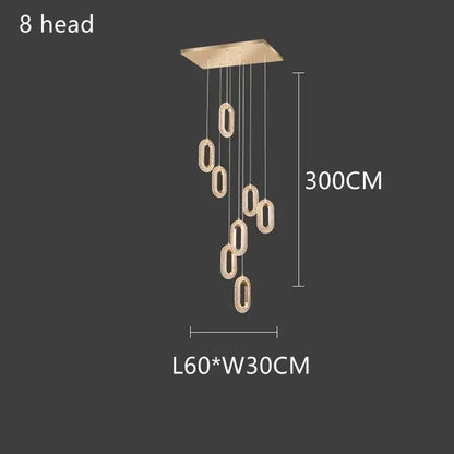 Gold lustre oval acrylic chandelier dining room pendant light