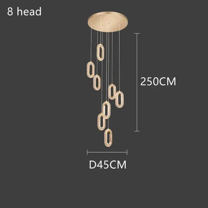 Gold lustre oval acrylic chandelier dining room pendant light