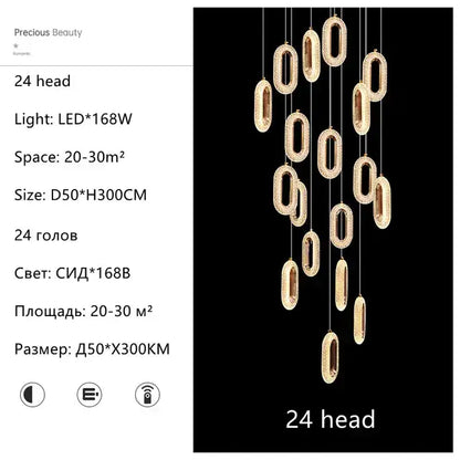 Gold lustre oval acrylic chandelier dining room pendant light