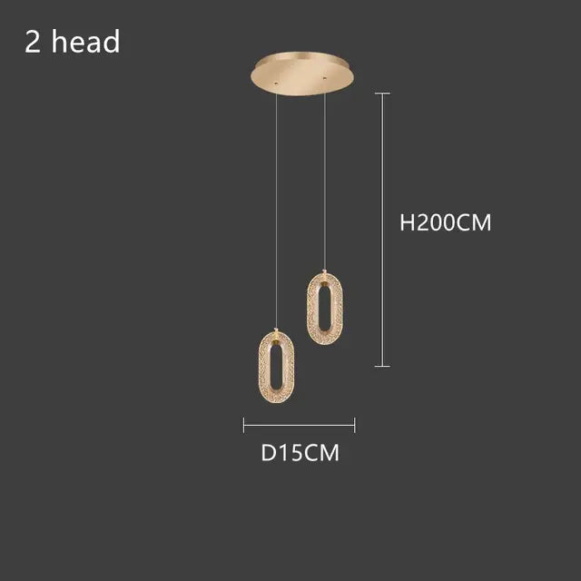 Gold lustre oval acrylic chandelier dining room pendant light