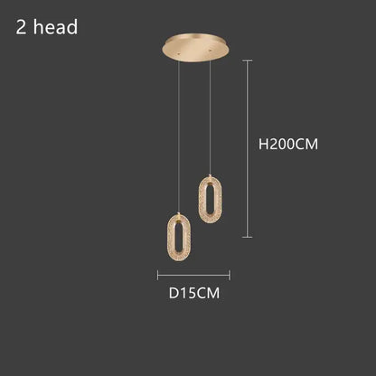 Gold lustre oval acrylic chandelier dining room pendant light