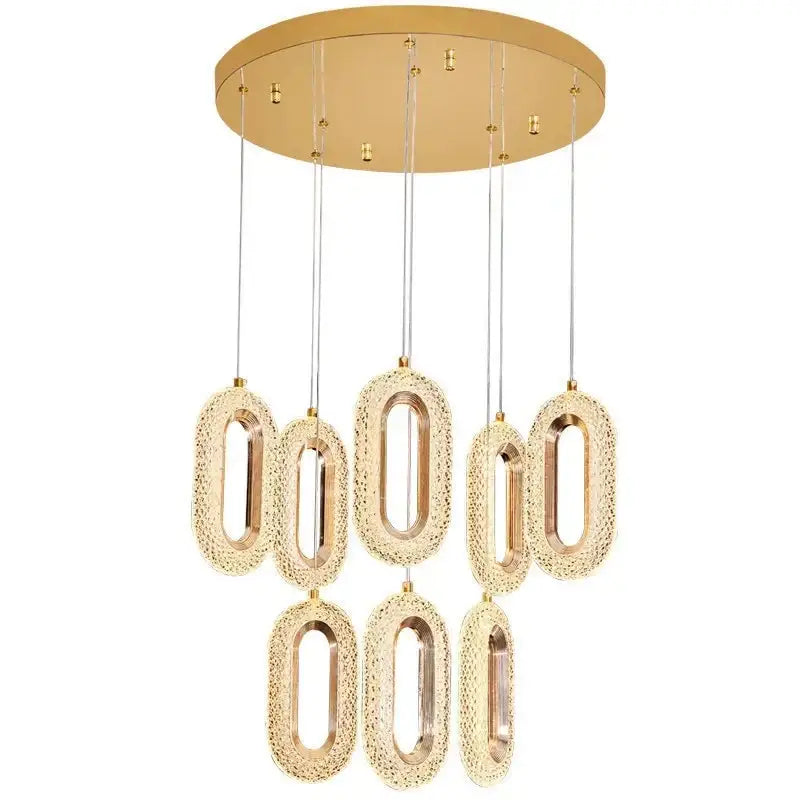 Gold lustre oval acrylic chandelier dining room pendant light
