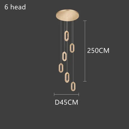 Gold lustre oval acrylic chandelier dining room pendant light