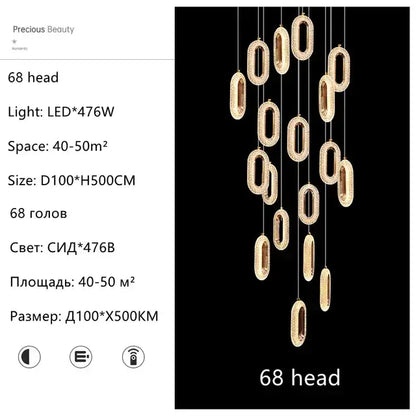 Gold lustre oval acrylic chandelier dining room pendant light