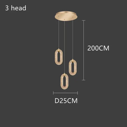 Gold lustre oval acrylic chandelier dining room pendant light