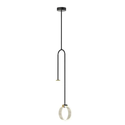 Gold luxury led pendant light bedroom glass spheres and rings