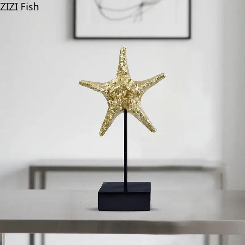 Gold mermaid statue resin sculpture living room dolphin ornament