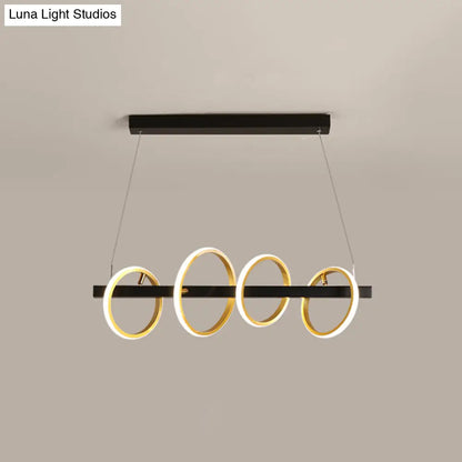 DecorBites™ Gold Metal Ceiling Pendant with Simple Circles Design - 4/5 Heads, Warm/White Light for Dining Room Island