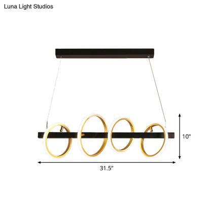 DecorBites™ Gold Metal Ceiling Pendant with Simple Circles Design - 4/5 Heads, Warm/White Light for Dining Room Island
