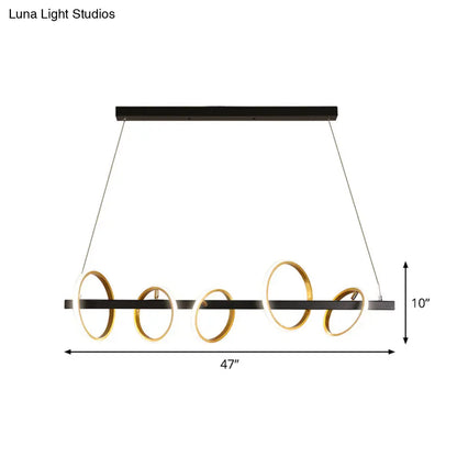 DecorBites™ Gold Metal Ceiling Pendant with Simple Circles Design - 4/5 Heads, Warm/White Light for Dining Room Island