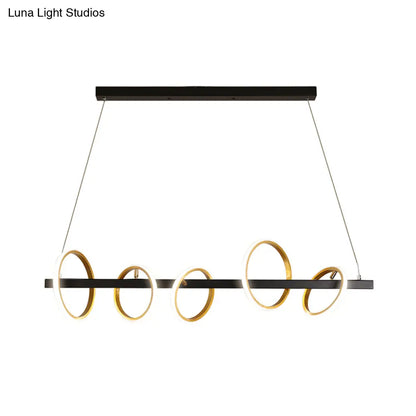 DecorBites™ Gold Metal Ceiling Pendant with Simple Circles Design - 4/5 Heads, Warm/White Light for Dining Room Island