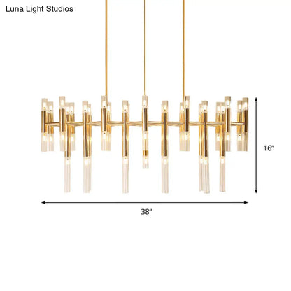 DecorBites™ Gold Metal Tubular LED Island Pendant - Modern 54-Light Ceiling Drop Light for Dining Room