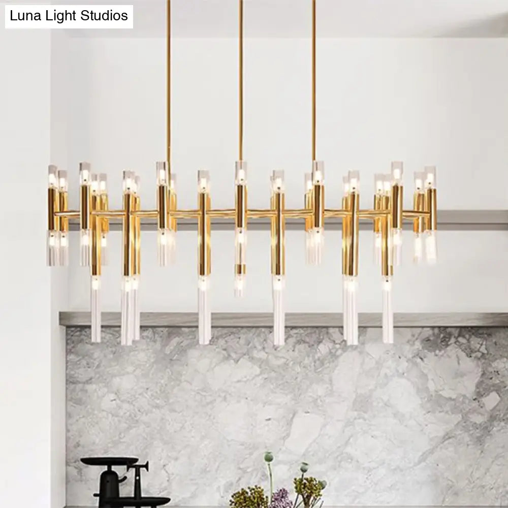DecorBites™ Gold Metal Tubular LED Island Pendant - Modern 54-Light Ceiling Drop Light for Dining Room