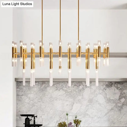 DecorBites™ Gold Metal Tubular LED Island Pendant - Modern 54-Light Ceiling Drop Light for Dining Room