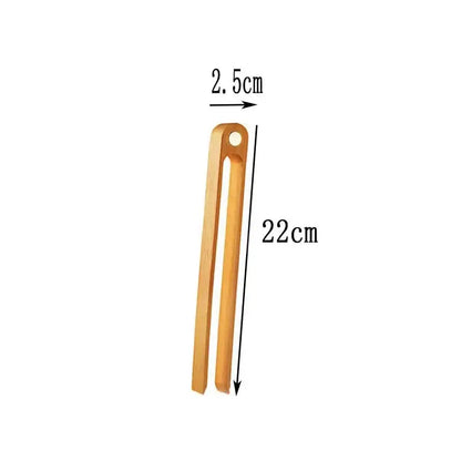 Gold metallic bamboo toaster tongs kitchen bread tools