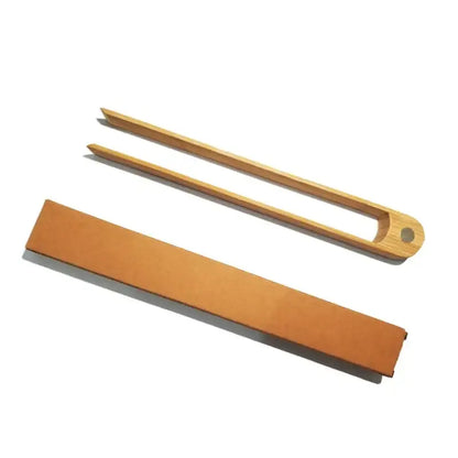Gold metallic bamboo toaster tongs kitchen bread tools