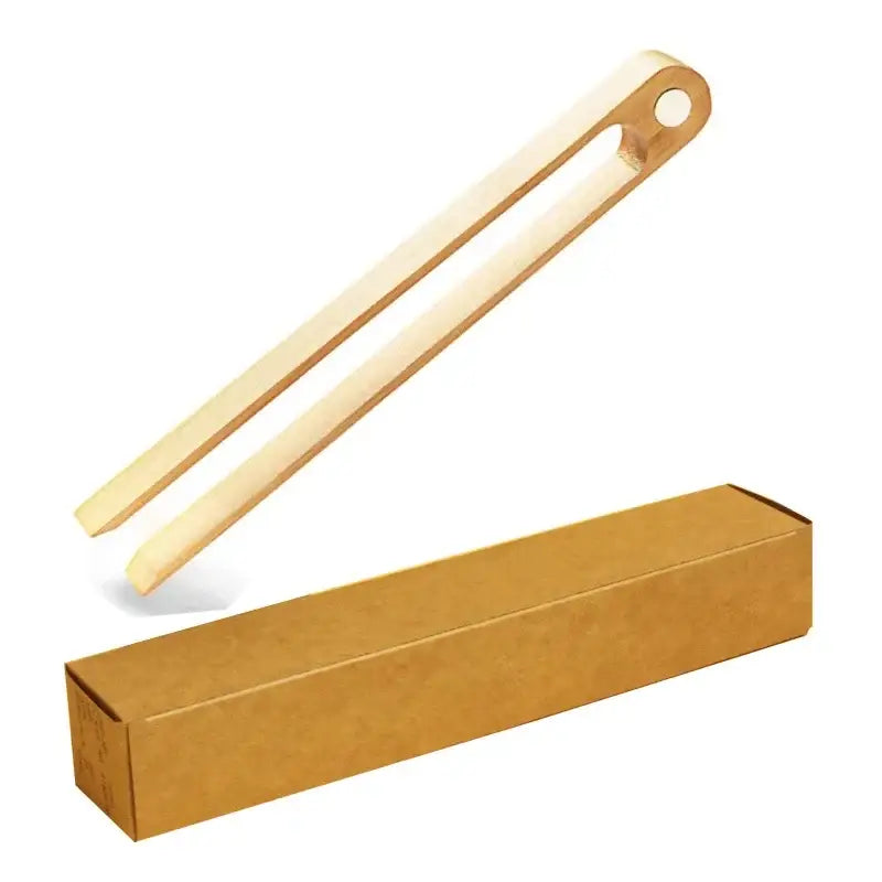 Gold metallic bamboo toaster tongs kitchen bread tools