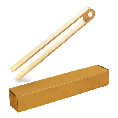 Gold metallic bamboo toaster tongs kitchen bread tools