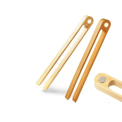 Gold metallic bamboo toaster tongs kitchen bread tools