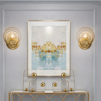DecorBites™ Gold Metallic Circular Ripple Glass Wall Light for Modern Living Room - 1/2 Light Fixture