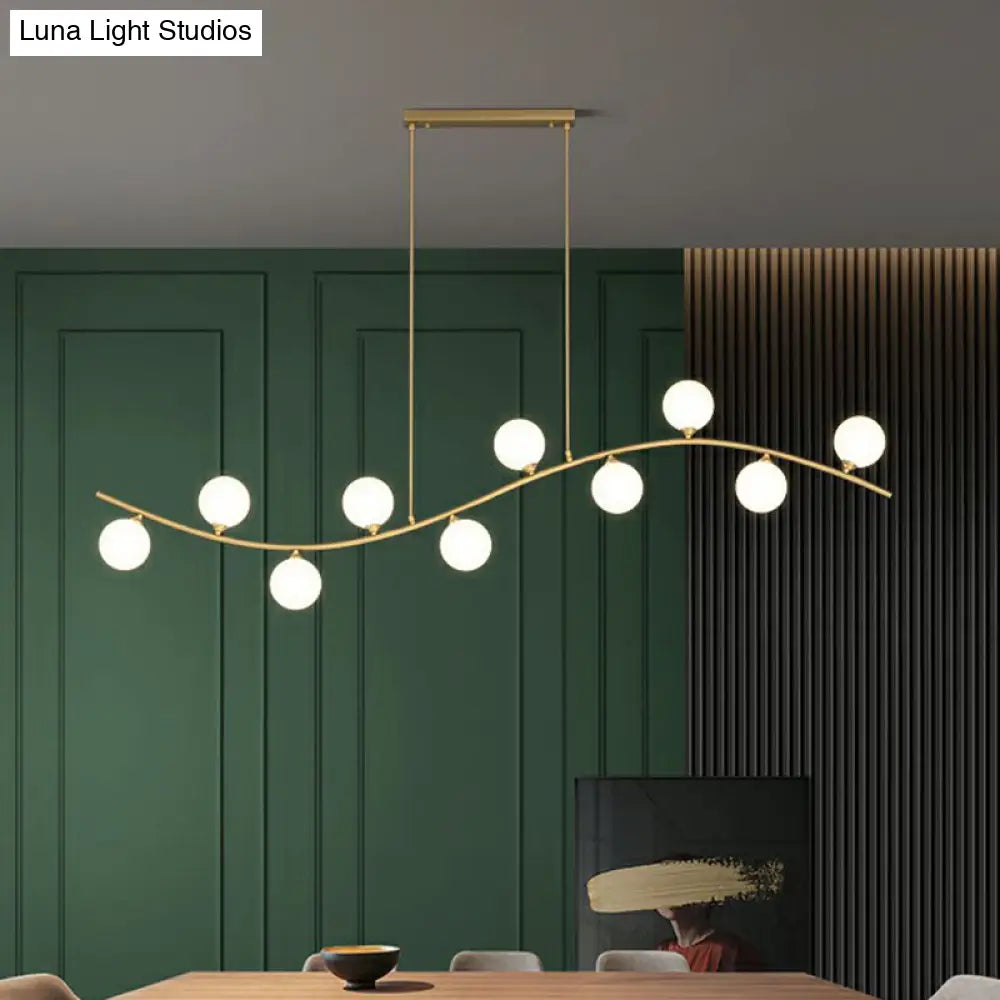 DecorBites™ Gold Milk Ball Glass Pendant Lighting for Minimalist Dining Room Island