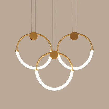 DecorBites™ Gold Minimalistic Ring Pendant LED Ceiling Light for Living Room - Acrylic Island Lighting